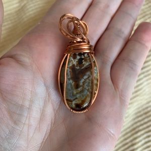 Wire wrapped jasper pendant